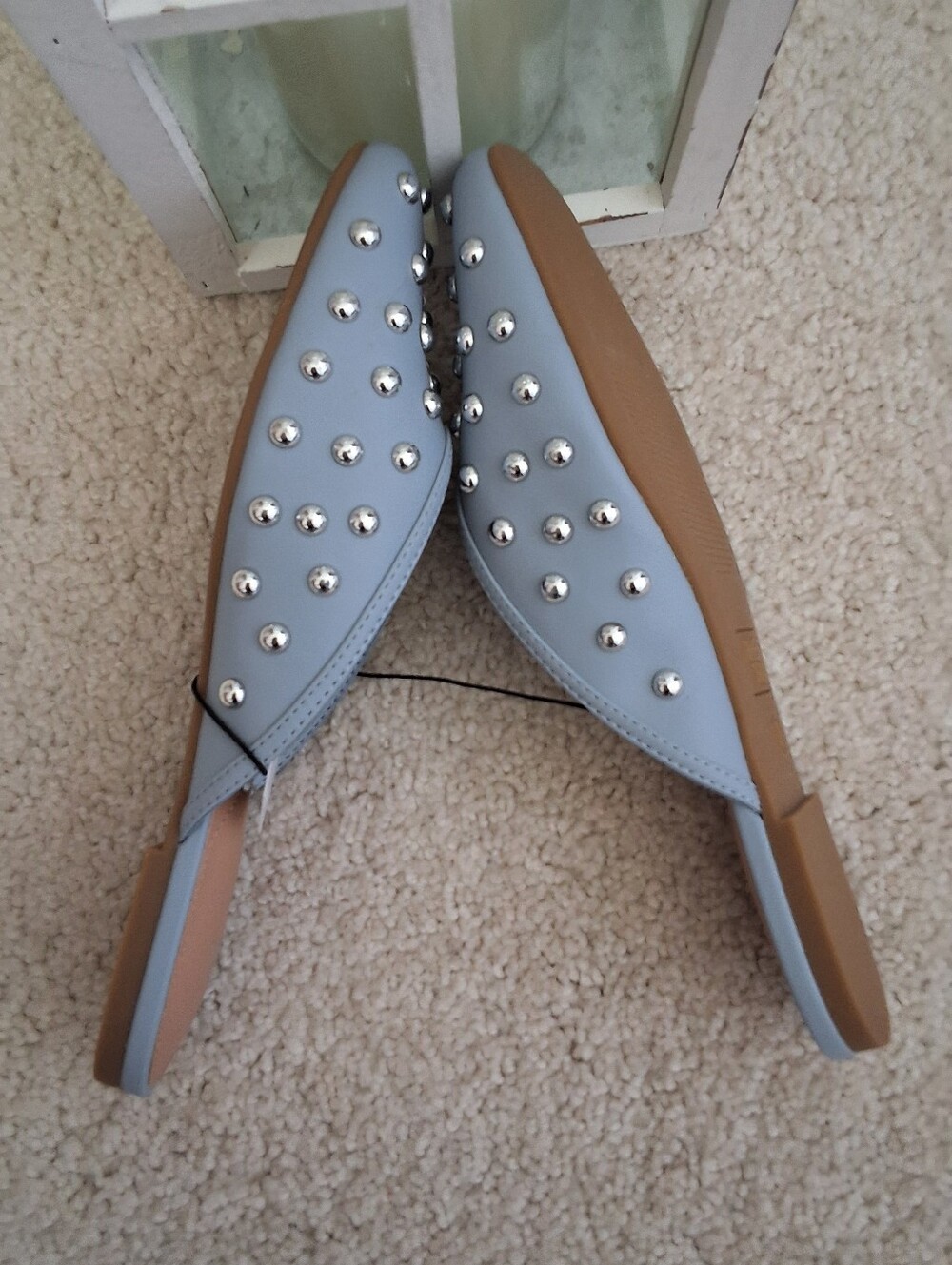 Time and Tru, NWT, 8, Light Blue Studded Slip-On Mules - Picture 4 of 8